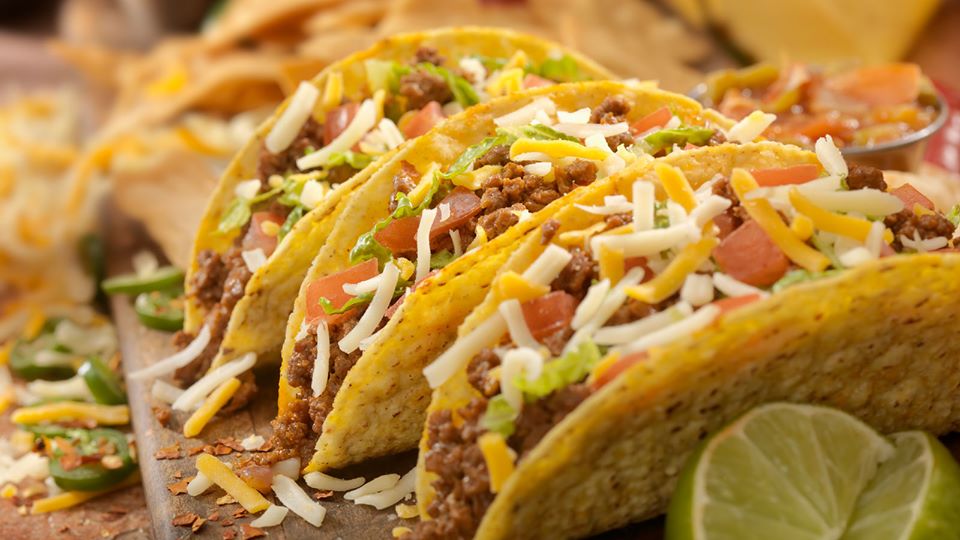 Portion of Mexican Tacos served with a close up view